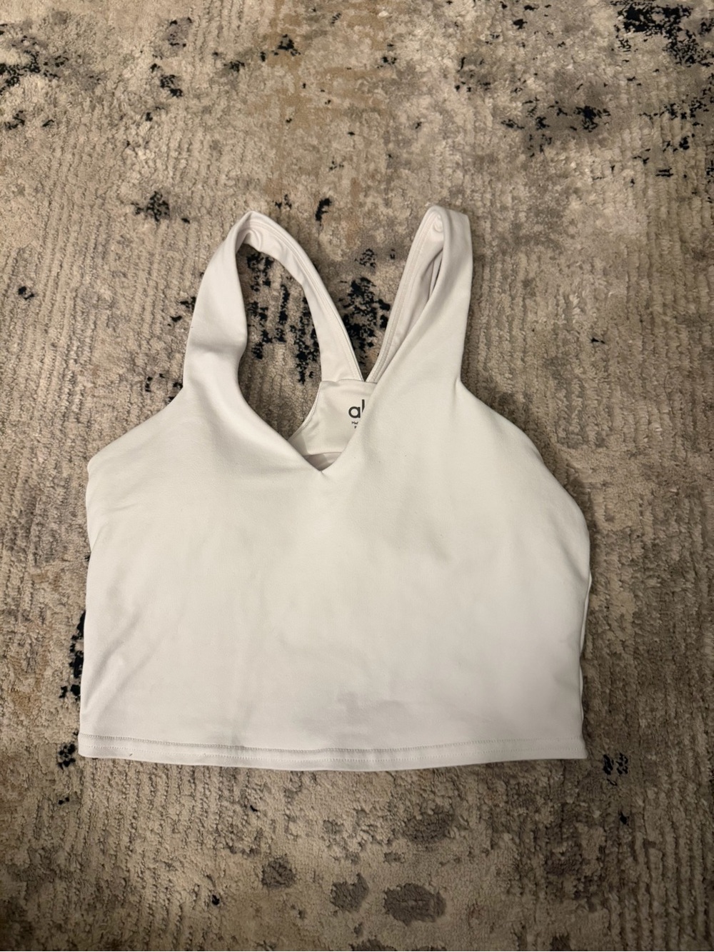 ALO Yoga White V-Neck Racerback Crop Top